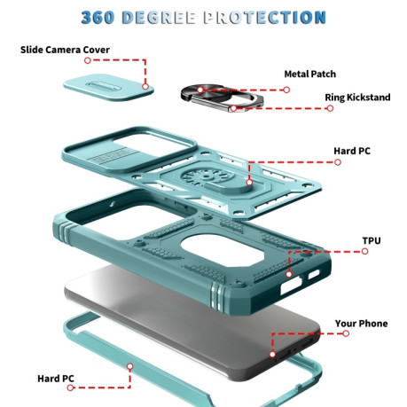 Протиударний чохол Sliding Camera Cover для Samsung Galaxy S23+Plus 5G - світло-зелений