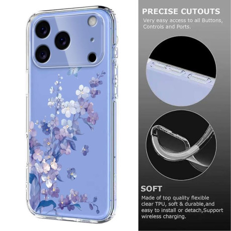 Чехол Flower Pattern Painted для iPhone 17 Pro Max - фиолетовый