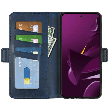 Чехол-книжка Dual-side Magnetic Buckle для Xiaomi Poco M7 Pro 5G - синий