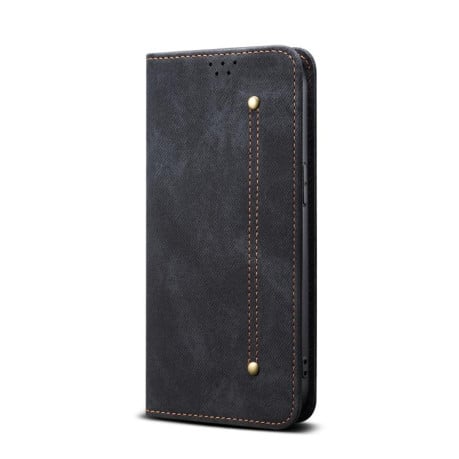 Чохол-книжка з джинсовою тканиною casual на Samsung Galaxy A07 4G - чорний