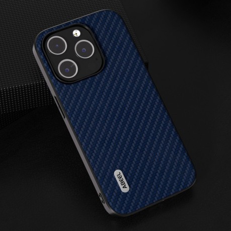 Ударозащитный чехол ABEEL Carbon Fiber на iPhone 15 Pro Max - синий