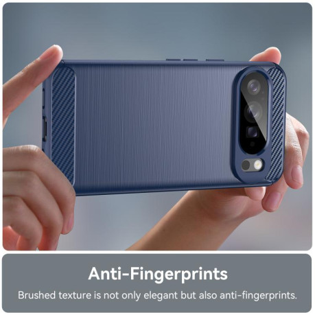 Протиударний чохол Brushed Texture Carbon Fiber на Google Pixel 10 Pro XL - синій