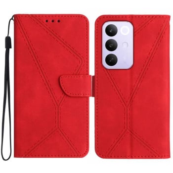 Чехол-книжка Stitching Embossed Leather на Realme C85 Pro 4G — красный