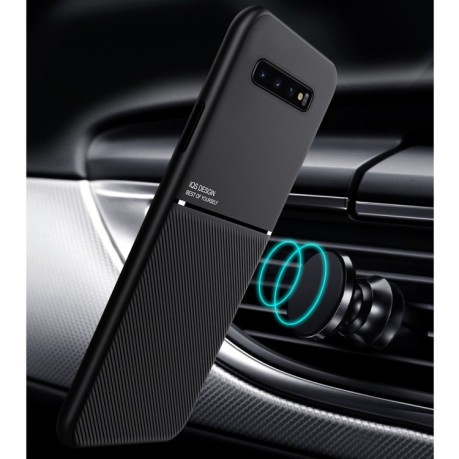 Противоударный чехол Tilt Strip Grain на Samsung Galaxy S10 - черный