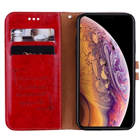 Шкіряний чохол-книжка Business Style Oil Wax Texture на iPhone XS Max-червоний