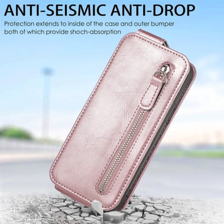 Флип-чехол Zipper Wallet Vertical для Realme C33 - розовое золото