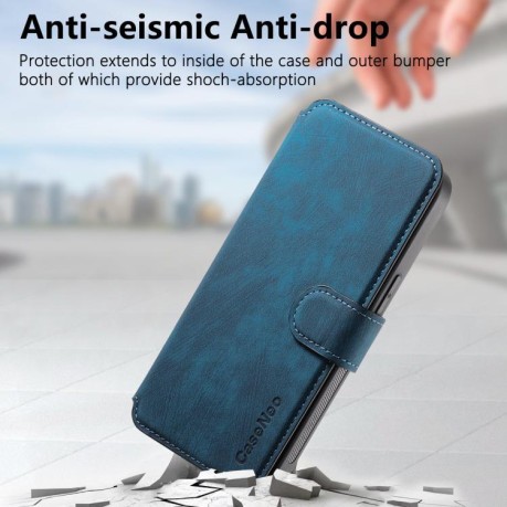 Чехол-книжка CaseNeo MagSafe RFID Anti-theft Retro Leather для iPhone 16e - синий