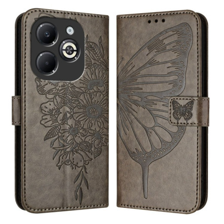 Чехол-книжка Embossed Butterfly для Infinix Smart 8 Plus / Smart 8 Pro - серый