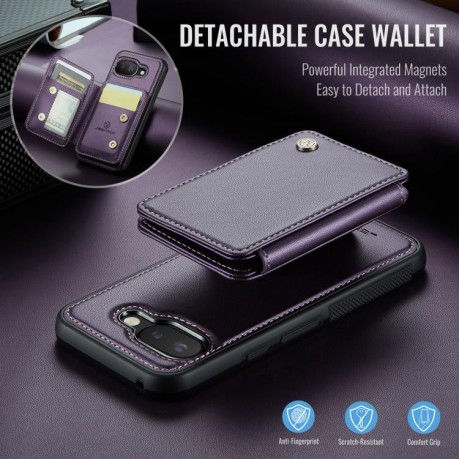 Чехол JEEHOOD J05 Business Magnetic Style RFID Leather для Google Pixel 9a - фиолетовый