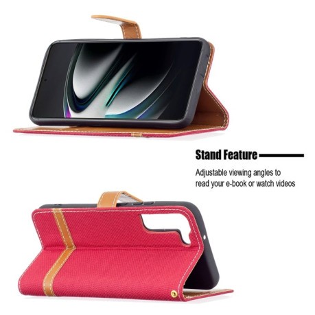Чехол-книжка Color Matching Denim Texture на Samsung Galaxy S22 Plus 5G - красный