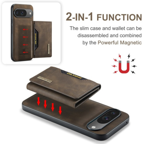 Чохол DG.MING M2 Series 3-Fold Multi Card Bag + Magnetic для Google Pixel 9/9 Pro - кавовий