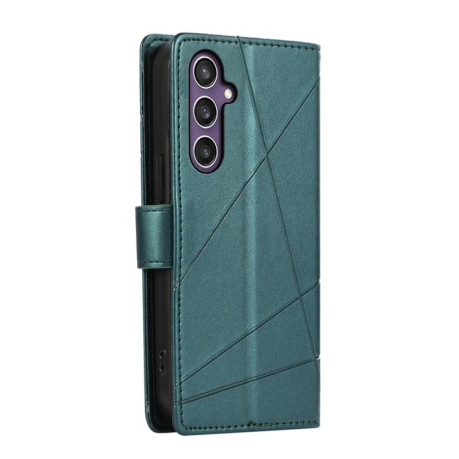 Чехол-книжка противоударная PU Genuine Leather Texture Embossed Line для Samsung Galaxy S24 - зеленый