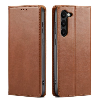 Кожаный чехол-книжка Fierre Shann Genuine leather на Samsung Galaxy S23 5G - коричневый