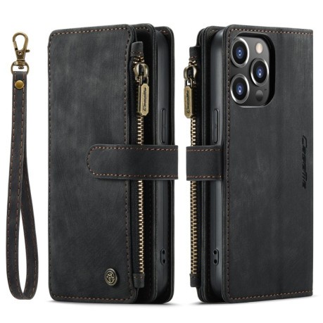 Шкіряний чохол-гаманець CaseMe-C30 для iPhone 14 Pro - чорний