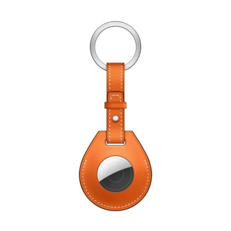 Кожаный брелок  с кольцом Keychain для AirTag - желтый