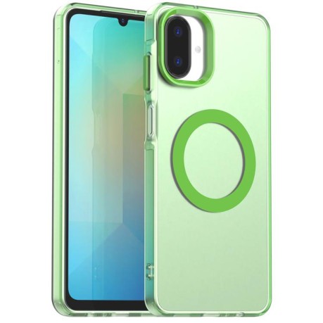 Противоударный чехол Candy Magsafe PC Hybrid TPU для Samsung Galaxy A07 4G - зеленый