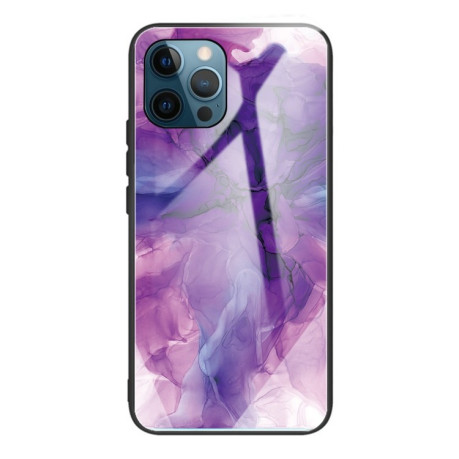 Противоударный стеклянный чехол Marble Pattern для iPhone 13 Pro - Abstract Purple
