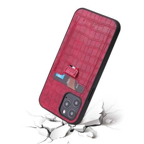 Противоударный чехол Fierre Shann Crocodile Texture для iPhone 12 Pro Max - красный