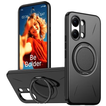 Чехол Metal Rotation Holder MagSafe TPU Hybrid PC с металлическим поворотным держателем и MagSafe на Xiaomi Redmi Turbo 5 Max 5G / Poco X8 Pro Max 5G — чёрный