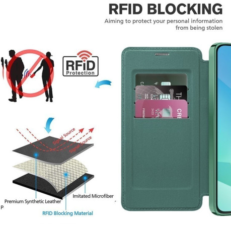 Чохол-книжка Shield MagSafe RFID Anti-theft Leather  для Samsung Galaxy A16 5G - зелений