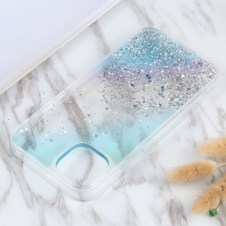 Противоударный чехол DFANS DESIGN Golden Diamond на iPhone 15 - синий