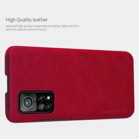Кожаный чехол-книжка Nillkin Qin Series для Xiaomi Mi 10T / 10T Pro - красный