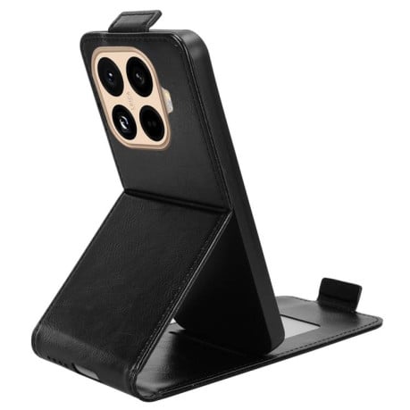 Флип-чехол Magnetic Vertical Flip Leather на Xiaomi 15T Pro 5G - черный
