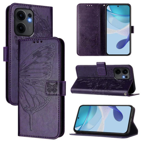 Чехол-книжка Embossed Butterfly для OPPO Reno13 F/Reno13 FS- фиолетовый