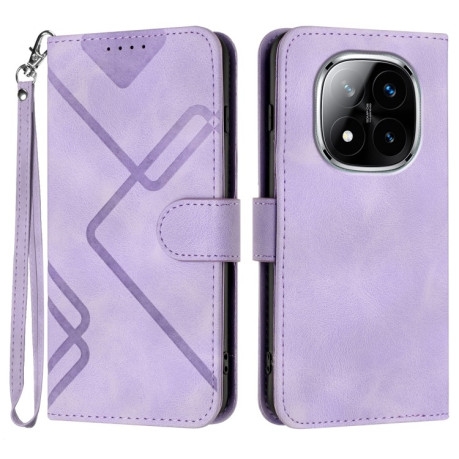 Чехол-книжка Line Pattern Skin Feel Leather для Xiaomi Redmi Note 14 Pro+ 5G - фиолетовый