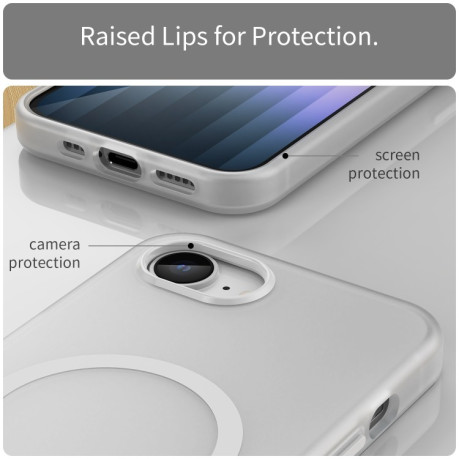 Противоударный чехол MagSafe Frosted Translucent TPU + PC для iPhone 16e - белый
