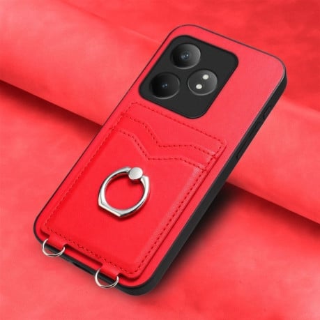 Противоударный чехол R20 Ring Card Holder для Realme GT Neo6 / GT 6T - красный
