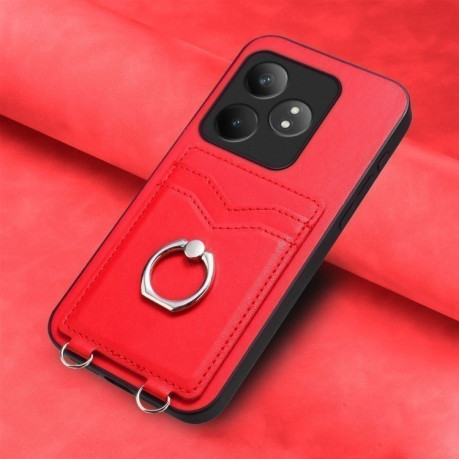 Противоударный чехол R20 Ring Card Holder для Realme GT Neo6 SE - красный