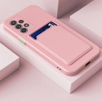 Противоударный чехол Card Slot Design для Samsung Galaxy A13 4G  - розовый