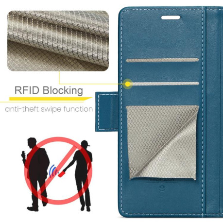 Чехол-книжка CaseMe 023 Butterfly Buckle Litchi Texture RFID Anti-theft Leather для Xiaomi Poco F7 Pro / F7 Ultra - синий