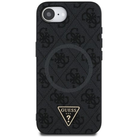 Оригинальный чехол Guess 4G Ring Triangle Logo MagSafe для iPhone 16e - black