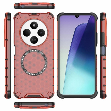Противоударный чехол Honeycomb Magnetic Ring Shockproof на Xiaomi Redmi 14C 4G/Poco C75/Redmi A4 5G - красный