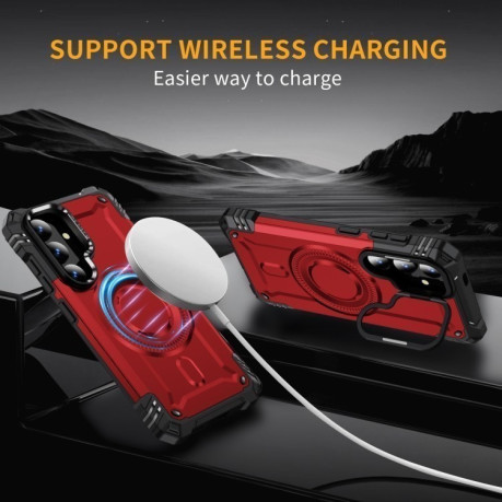 Протиударний чохол MagSafe Lens Holder PC Hybrid TPU  для Samsung Galaxy S25+ 5G - червоний