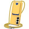 Силиконовый чехол Integrated Card Bag Solid Color Liquid Silicone для Samsung Galaxy S26+ 5G — жёлтый