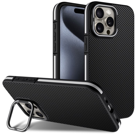 Ударозащитный чехол Carbon Fiber Texture Lens Holder TPU на iPhone 16 Pro - белый