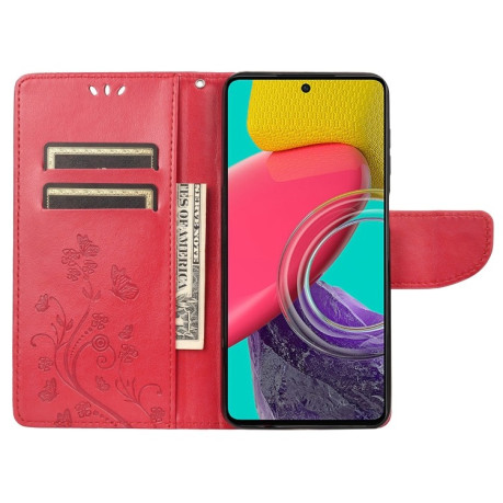Чехол-книжка Butterfly Flower Pattern для Samsung Galaxy M53 5G - красный