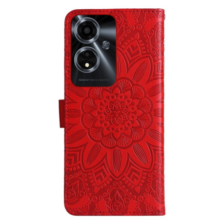 Чехол-книжка Embossed Sunflower для OnePlus 12R - красный