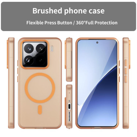 Противоударный чехол MagSafe Frosted Translucent TPU + PC для Xiaomi 15 Pro - оранжевый
