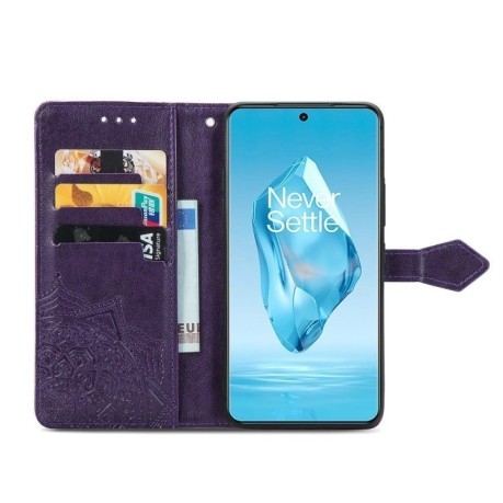 Чехол-книжка Mandala Embossing Pattern на OnePlus Ace 3 Pro - фиолетовый