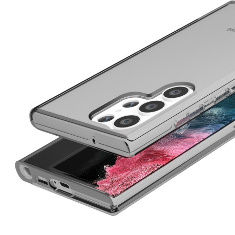 Противоударный чехол Terminator Style Glitter для Samsung Galaxy S23 Ultra 5G - темно-прозрачный