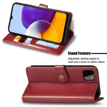 Чехол-книжка Retro Solid Color на Samsung Galaxy M32/A22 4G - красный