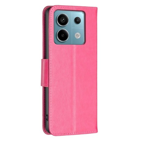 Чехол-книжка Butterflies Pattern на Xiaomi Redmi Note 14S/ 13 Pro 4G / POCO M6 Pro 4G   - пурпурно-красный