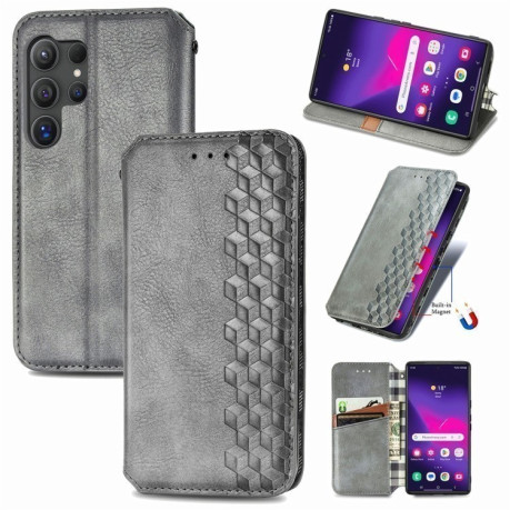 Чехол-книжка Cubic Grid для Samsung Galaxy S25 Ultra 5G - серый