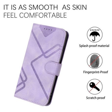 Противоударный чехол Line Pattern Skin Feel Leather для Realme C53/C51 - фиолетовый