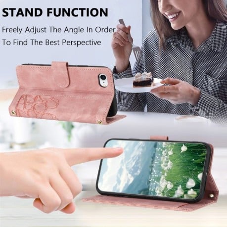 Чохол-книжка Tulips Embossed Leather для iPhone 16e - рожевий