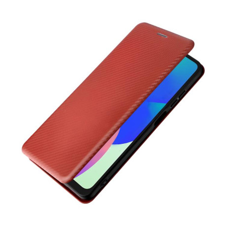 Чехол-книжка Carbon Fiber Texture на Samsung Galaxy M06 5G - коричневий